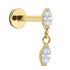 Titanium Internally Threaded Labrets 1.2mm - Titanium Double Marquise Gemini Drop