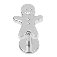 Titanium Internally Threaded Labrets 1.2mm - Gingerbread Man