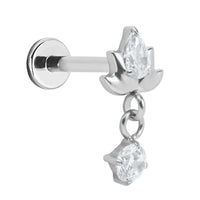 Titanium Internally Threaded Labrets 1.2mm - Jewelled Sacred Lotus