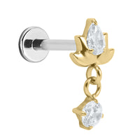 Titanium Internally Threaded Labrets 1.2mm - Jewelled Sacred Lotus