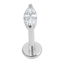 Titanium Internally Threaded Labrets 1.2mm - Single Jewelled Marquise