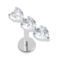 Titanium Internally Threaded Labrets 1.2mm - 3 of Hearts