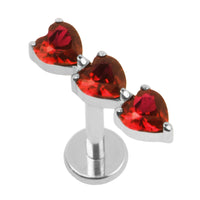 Titanium Internally Threaded Labrets 1.2mm - 3 of Hearts