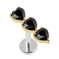 Titanium Internally Threaded Labrets 1.2mm - 3 of Hearts