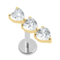 Titanium Internally Threaded Labrets 1.2mm - 3 of Hearts