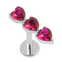 Titanium Internally Threaded Labrets 1.2mm - 3 of Hearts