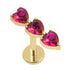 Gold Titanium Internally Threaded Labrets 1.2mm - 3 of Hearts