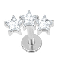 Titanium Internally Threaded Labrets 1.2mm - 3 Sisters Jewelled Stars