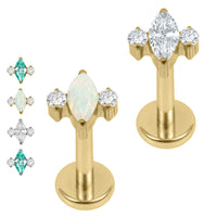Gold Titanium Internally Threaded Labrets 1.2mm - Marquise Zofia