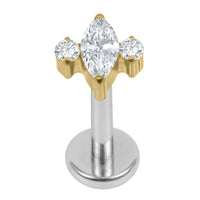 Titanium Internally Threaded Labrets 1.2mm - Marquise Zofia