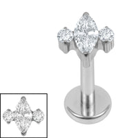 Titanium Internally Threaded Labrets 1.2mm - Titanium Marquise Zofia