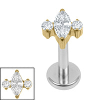 Titanium Internally Threaded Labrets 1.2mm - Titanium Marquise Zofia
