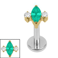 Titanium Internally Threaded Labrets 1.2mm - Titanium Marquise Zofia