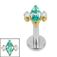 Titanium Internally Threaded Labrets 1.2mm - Titanium Marquise Zofia
