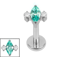 Titanium Internally Threaded Labrets 1.2mm - Titanium Marquise Zofia