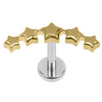 Titanium Internally Threaded Labrets 1.2mm - Nova 5 Star Crescent