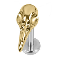 Titanium Internally Threaded Labrets 1.2mm - Corvid Bird Skull