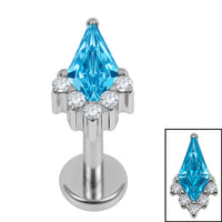 Titanium Internally Threaded Labrets 1.2mm - Titanium Claw Set Elara Jewelled Kite Top