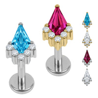 Titanium Internally Threaded Labrets 1.2mm - Titanium Claw Set Elara Jewelled Kite Top