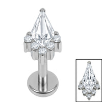 Titanium Internally Threaded Labrets 1.2mm - Titanium Claw Set Elara Jewelled Kite Top