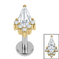 Titanium Internally Threaded Labrets 1.2mm - Titanium Claw Set Elara Jewelled Kite Top