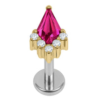 Titanium Internally Threaded Labrets 1.2mm - Claw Set Elara Jewelled Kite