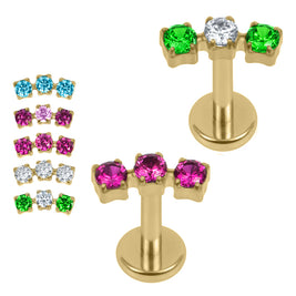 Gold Titanium Internally Threaded Labrets 1.2mm - Eternal Trio