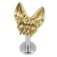 Titanium Internally Threaded Labrets 1.2mm - Cairo Cat Skull