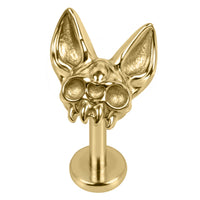 Titanium Internally Threaded Labrets 1.2mm - Cairo Cat Skull