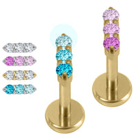 Gold Titanium Internally Threaded Labrets 1.2mm - Nexus Trio