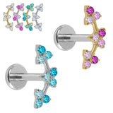 Titanium Internally Threaded Labrets 1.2mm - Titanium Sakura Blossom Flower Curve