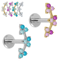 Titanium Internally Threaded Labrets 1.2mm - Titanium Sakura Blossom Flower Curve