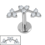 Titanium Internally Threaded Labrets 1.2mm - Titanium Blossom Flower Curve
