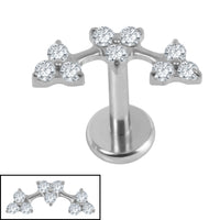 Titanium Internally Threaded Labrets 1.2mm - Titanium Blossom Flower Curve