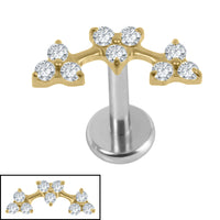 Titanium Internally Threaded Labrets 1.2mm - Titanium Blossom Flower Curve