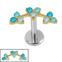 Titanium Internally Threaded Labrets 1.2mm - Titanium Sakura Blossom Flower Curve