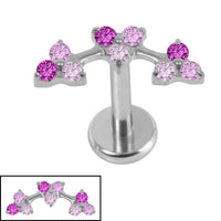 Titanium Internally Threaded Labrets 1.2mm - Titanium Sakura Blossom Flower Curve
