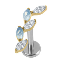 Titanium Internally Threaded Labrets 1.2mm - Marquise Skyfall