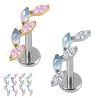 Titanium Internally Threaded Labrets 1.2mm - Titanium Marquise Skyfall