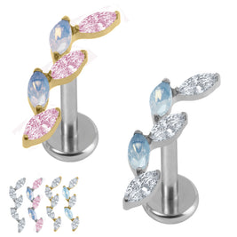 Titanium Internally Threaded Labrets 1.2mm - Titanium Marquise Skyfall