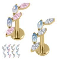 Gold Titanium Internally Threaded Labrets 1.2mm - Marquise Skyfall