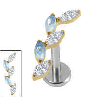 Titanium Internally Threaded Labrets 1.2mm - Titanium Marquise Skyfall
