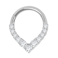 Titanium Jewelled To The Point Hinged Clicker Ring