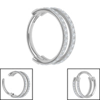 Titanium Duo Jewelled Band Hinged Clicker Ring