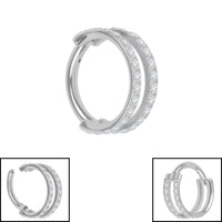 Titanium Duo Jewelled Band Hinged Clicker Ring