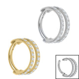 Titanium Duo Jewelled Band Hinged Clicker Ring