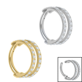 Titanium Duo Jewelled Band Hinged Clicker Ring