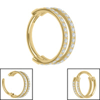 Titanium Duo Jewelled Band Hinged Clicker Ring