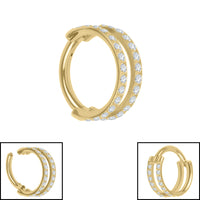 Titanium Duo Jewelled Band Hinged Clicker Ring