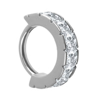 Titanium Pave Set CZ Square Edge Hinged Clicker Ring